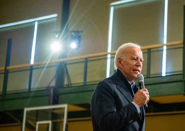 Joe Biden speaking at a campaign event in Nashua, New Hampshire