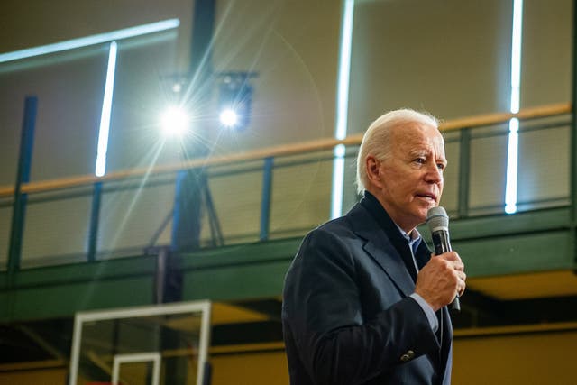 Joe Biden speaking at a campaign event in Nashua, New Hampshire