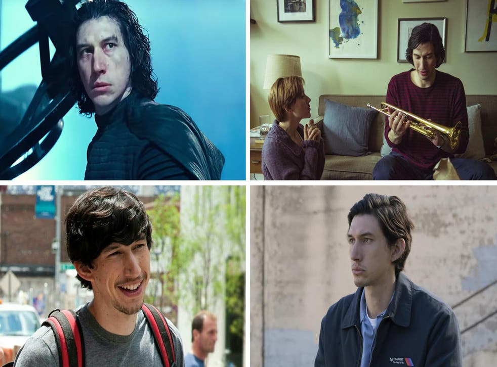 Clockwise from top: Adam Driver in 'Star Wars: The Rise of Skywalker'; 'Marriage Story'; 'Paterson' and 'Girls'