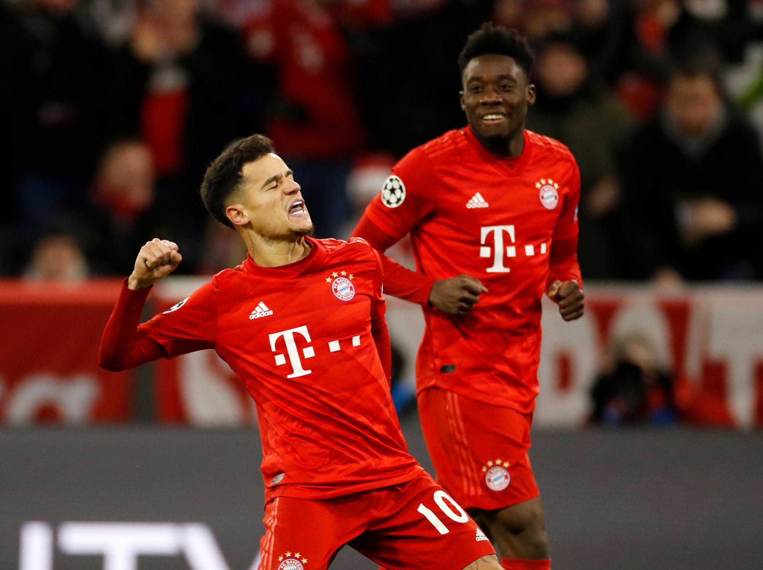 Coutinho celebrates for Bayern