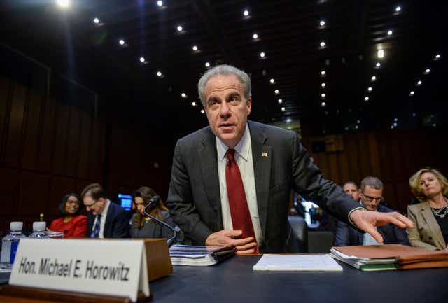 Michael Horowitz, the Justice Department Inspector General, prepares to give evidence to the Senate Judiciary Committee on his report into the FBI handling of the investigation into the 2016 Trump campaign's suspected ties to Russia