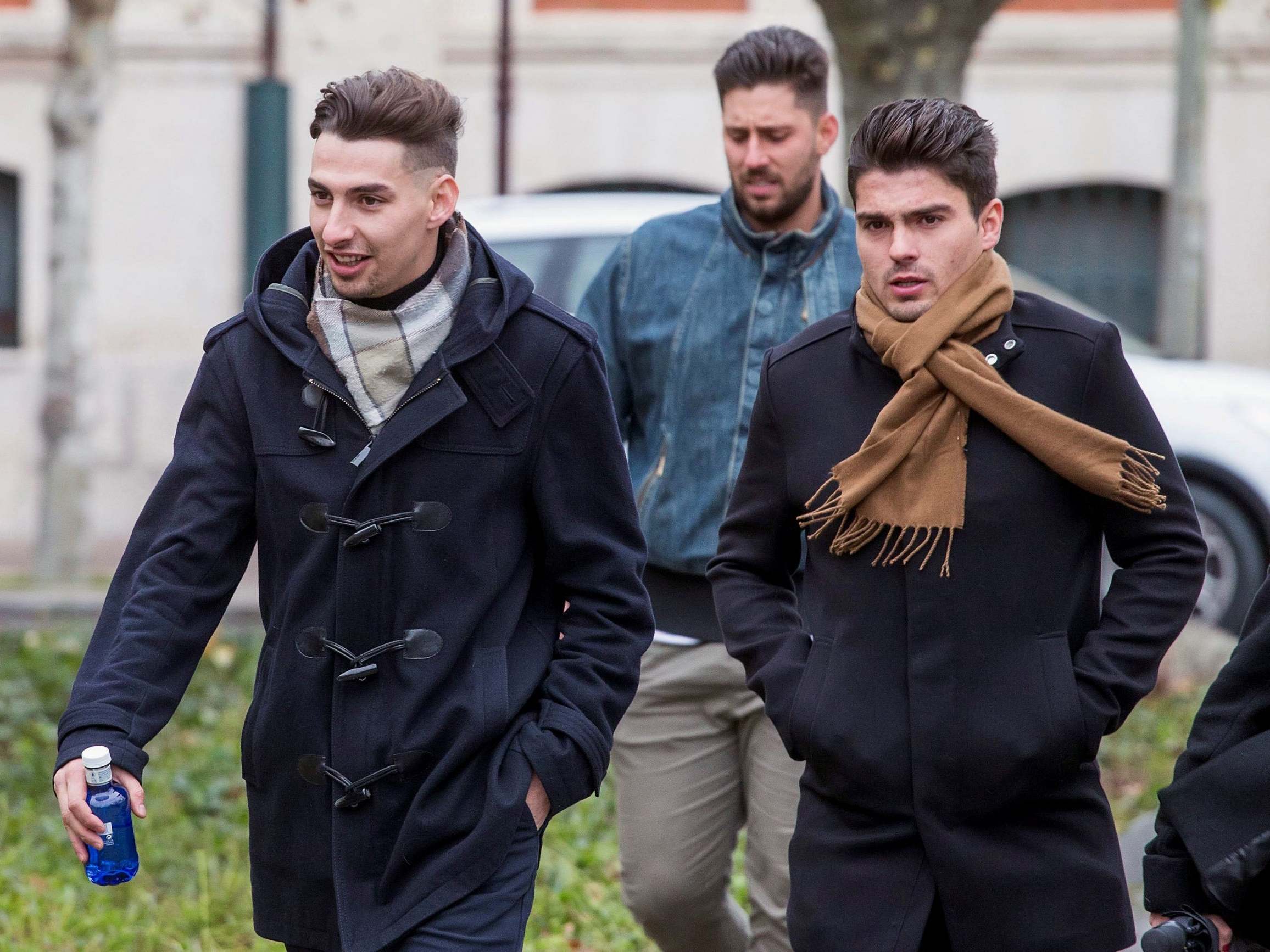 Former Spanish footballers (L-R) Carlos Cuadrado, Victor Rodriguez, and Raul Calvo who were jailed on 12 December 2019 for sexually assaulting a 15-year-old girl in 2017.