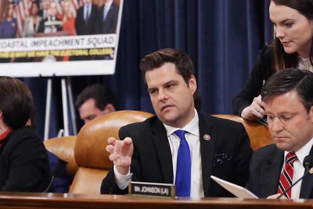 Matt Gaetz speaks during a committee markup hearing on the articles of impeachment against Donald Trump