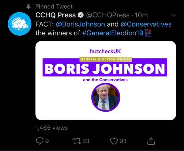 The tweet posted by the CCHQ account
