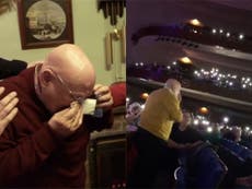 Elderly man who broke hearts on BBC serenaded by hundreds with carol