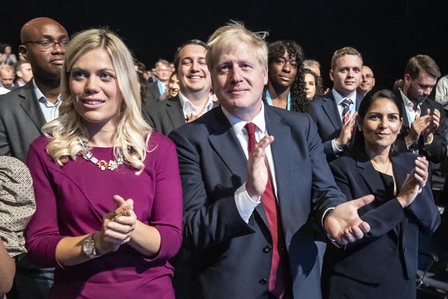 Miriam Cates with Boris Johnson at the Conservative Party conference this year