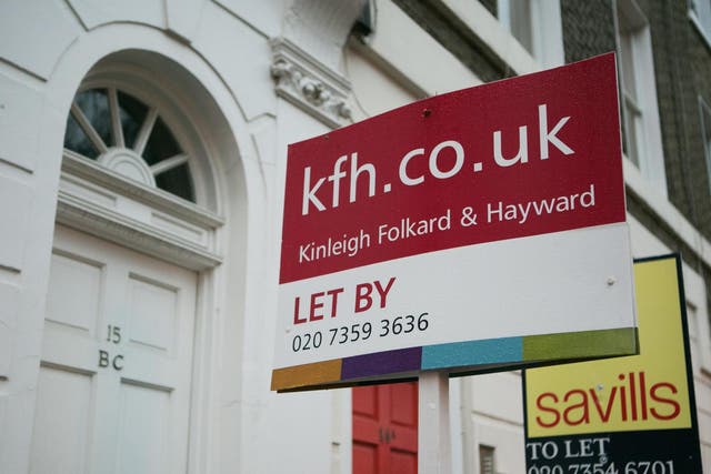 Letting signs on display outside properties in South Kensington, London