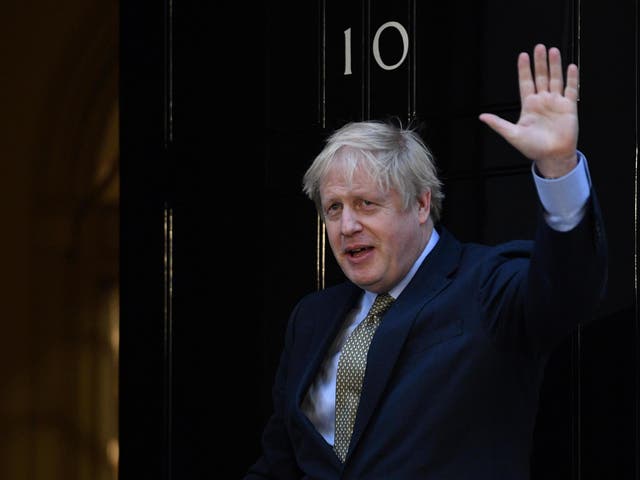 Boris Johnson delivers a speech at 10 Downing Street after winning the 2019 general election