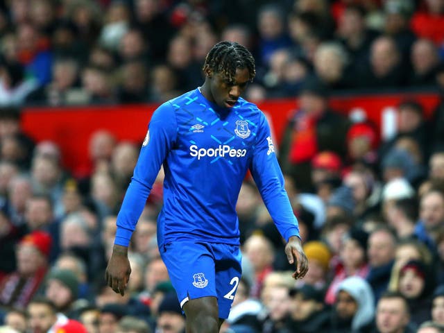 Everton striker Moise Kean walks off the pitch at Old Trafford