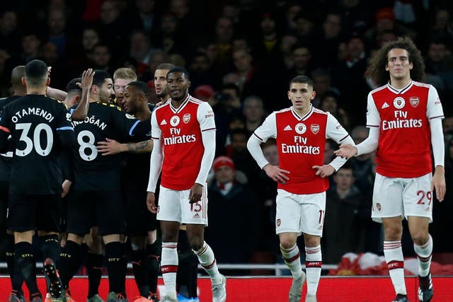 Arsenal were soundly beaten by a rampant Manchester City