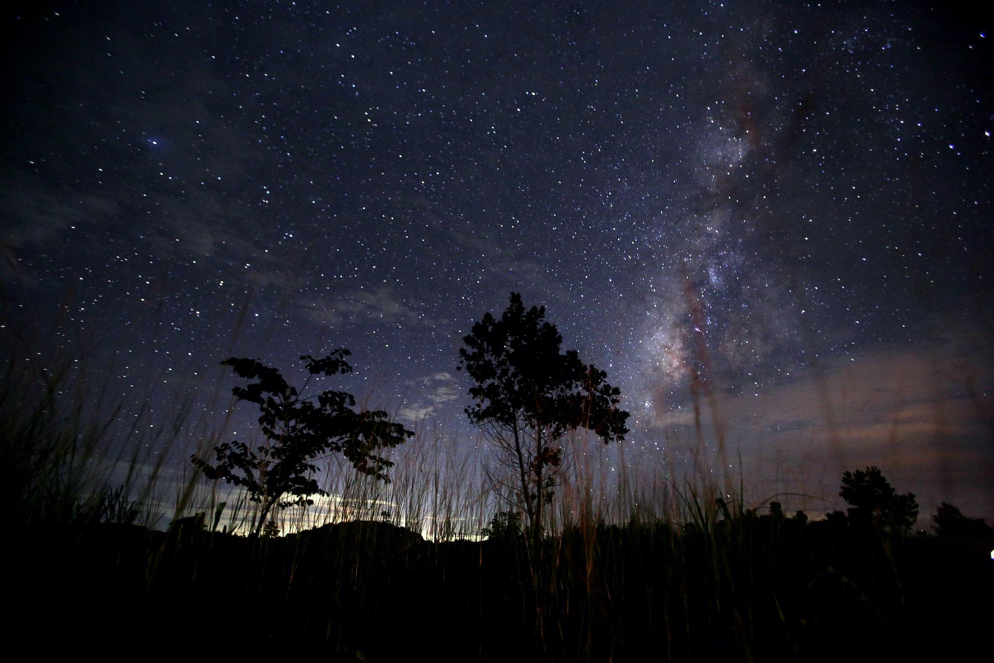 This long-exposure photograph taken on August 12, 2013 shows the Milky Way in the clear night sky near Yangon