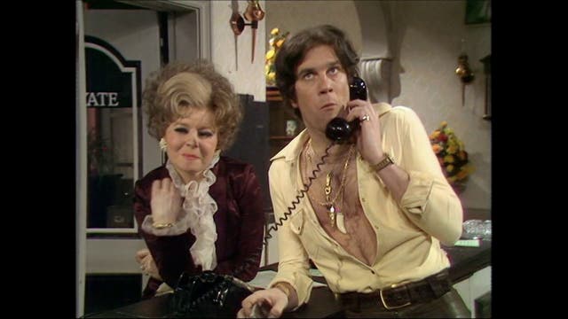 Prunella Scales and Nicky Henson in 'Fawlty Towers'