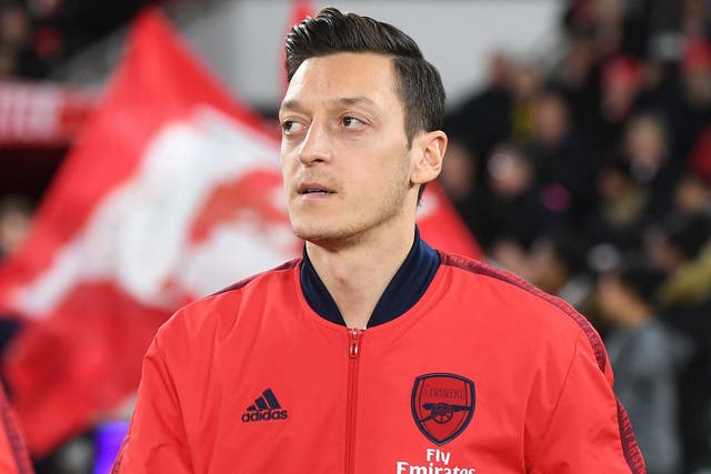 Mesut Ozil before the Premier League match between Arsenal FC and Manchester City at Emirates Stadium on December 15 2019
