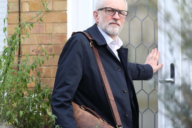 The Labour leader leaves his home in Islington on Monday