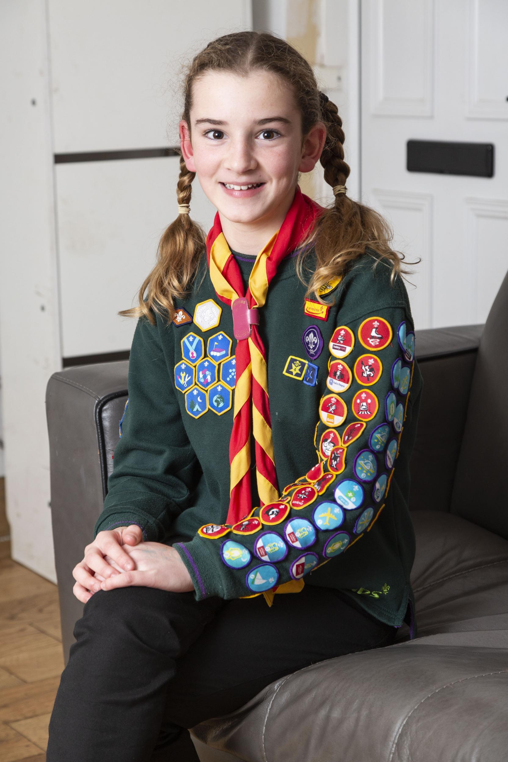 Willow Woolhouse has collected all 57 Beaver and Cub badges (SWNS)