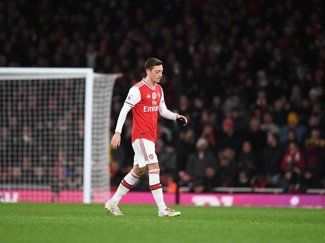 Mesut Ozil during Sunday's 3-0 defeat by Manchester City at the Emirates