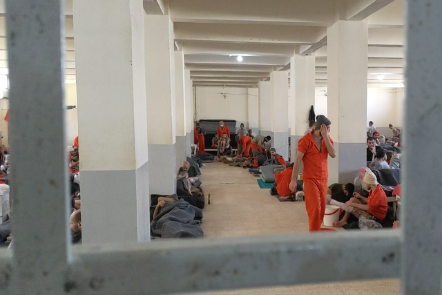 Detained prisoners at a centre in Hassakeh