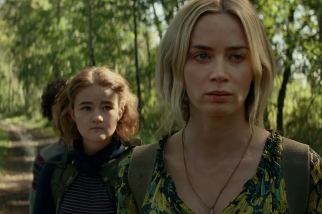 Emily Blunt, Millicent Simmonds and Noah Jupe in the first teaser for 'A Quiet Place: Part II'.