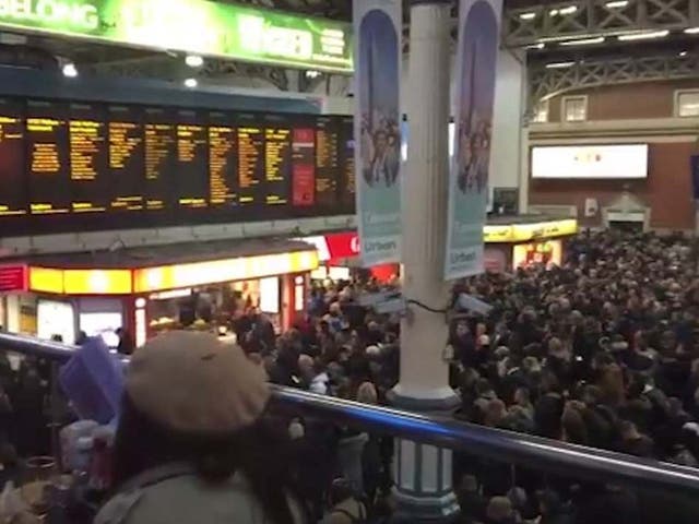 A signal failure at East Croydon causes chaos for commuters at London Victoria and London Bridge railway stations, 18 December, 2019.