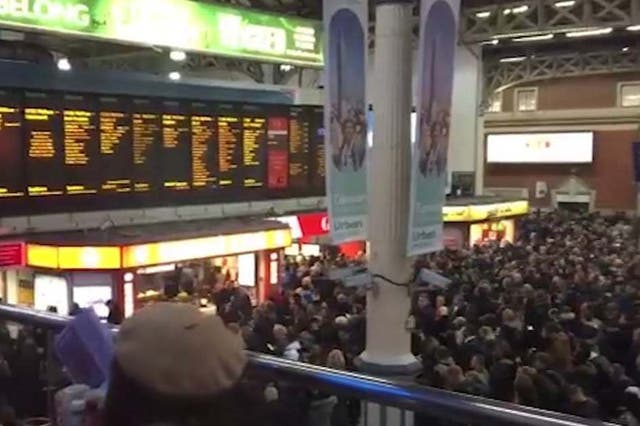 A signal failure at East Croydon causes chaos for commuters at London Victoria and London Bridge railway stations, 18 December, 2019.