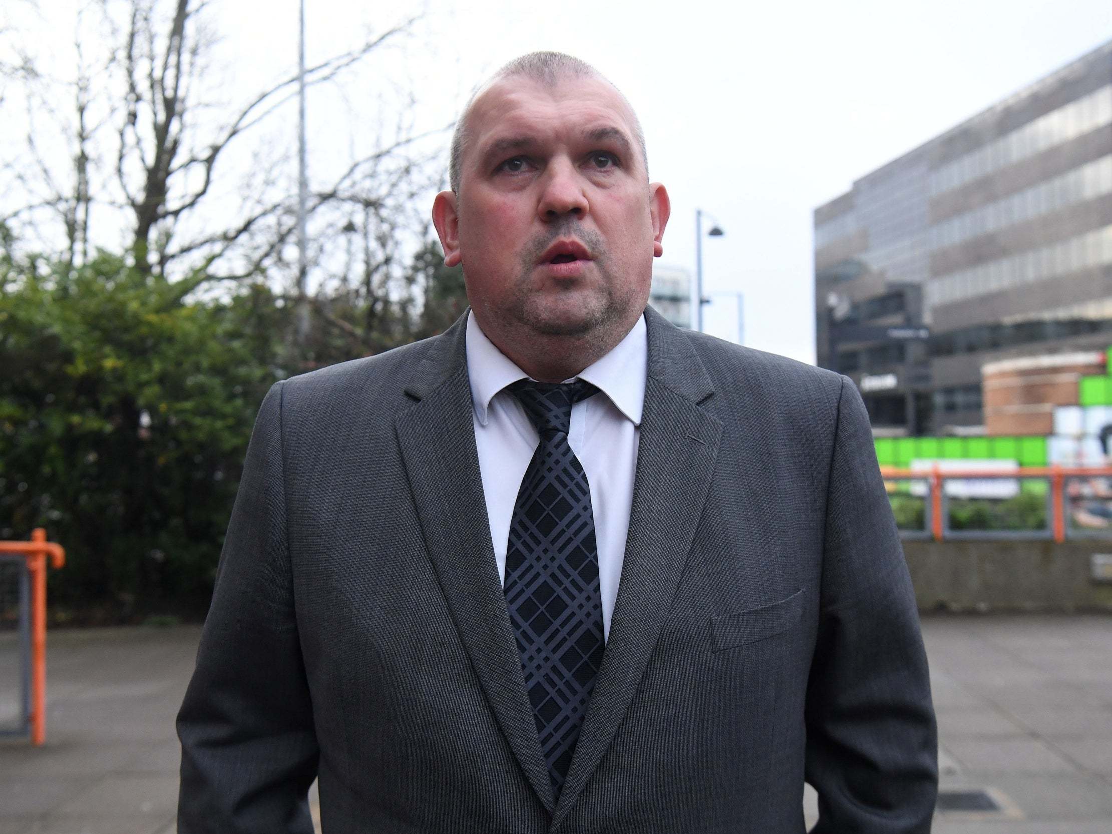 Former footballer Neil Shipperley arrives at Uxbridge Magistrates' Court, in west London, 18 December, 2019.