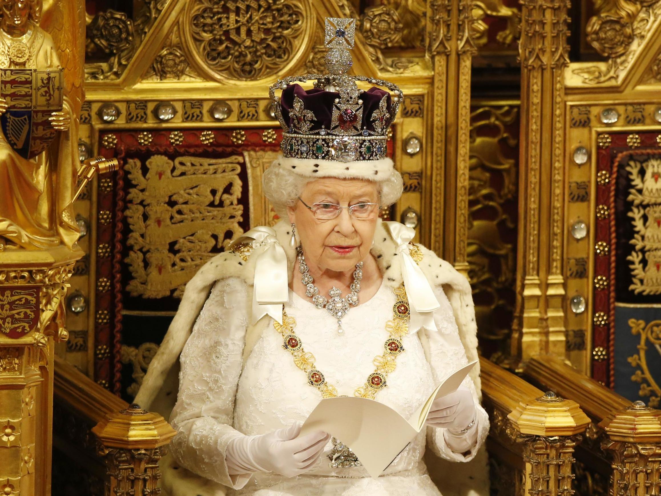 The Queen delivers a speech during the State Opening of Parliament in May 2016