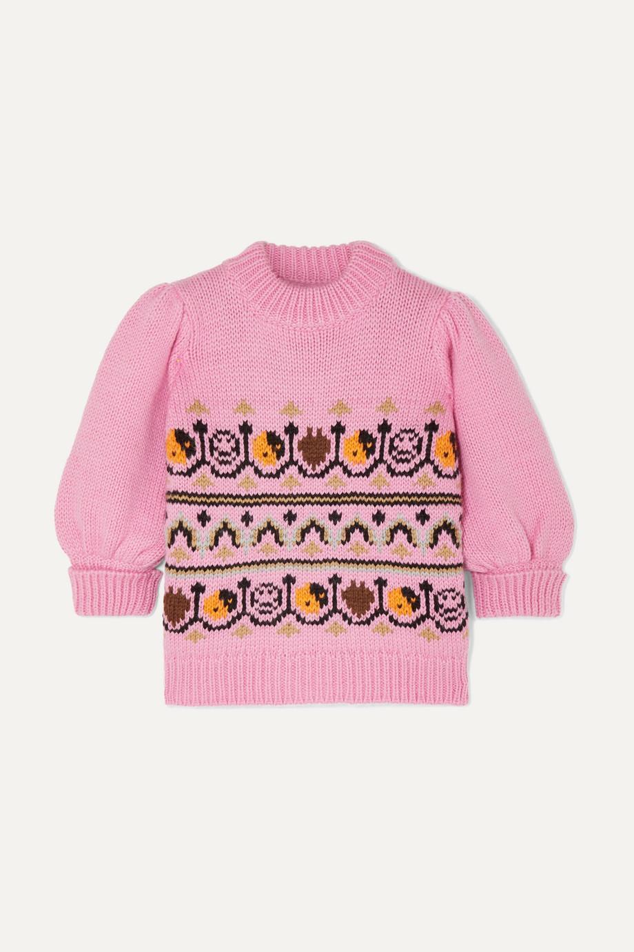 Ganni, Intarsia Wool and Alpaca-Blend Sweater, £370, <a href="https://www.net-a-porter.com/gb/en/product/1169105/ganni/intarsia-wool-and-alpaca-blend-sweater" target="_blank" rel="nofollow" class="body-gallery" data-vars-item-name="GL-9257666-https://www.net-a-porter.com/gb/en/product/1169105/ganni/intarsia-wool-and-alpaca-blend-sweater" data-vars-event-id="c6">Net-a-Porter</a>