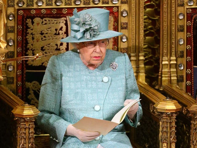 The Queen in the chamber ahead of the state opening of parliament