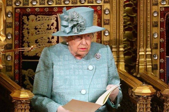 The Queen in the chamber ahead of the state opening of parliament