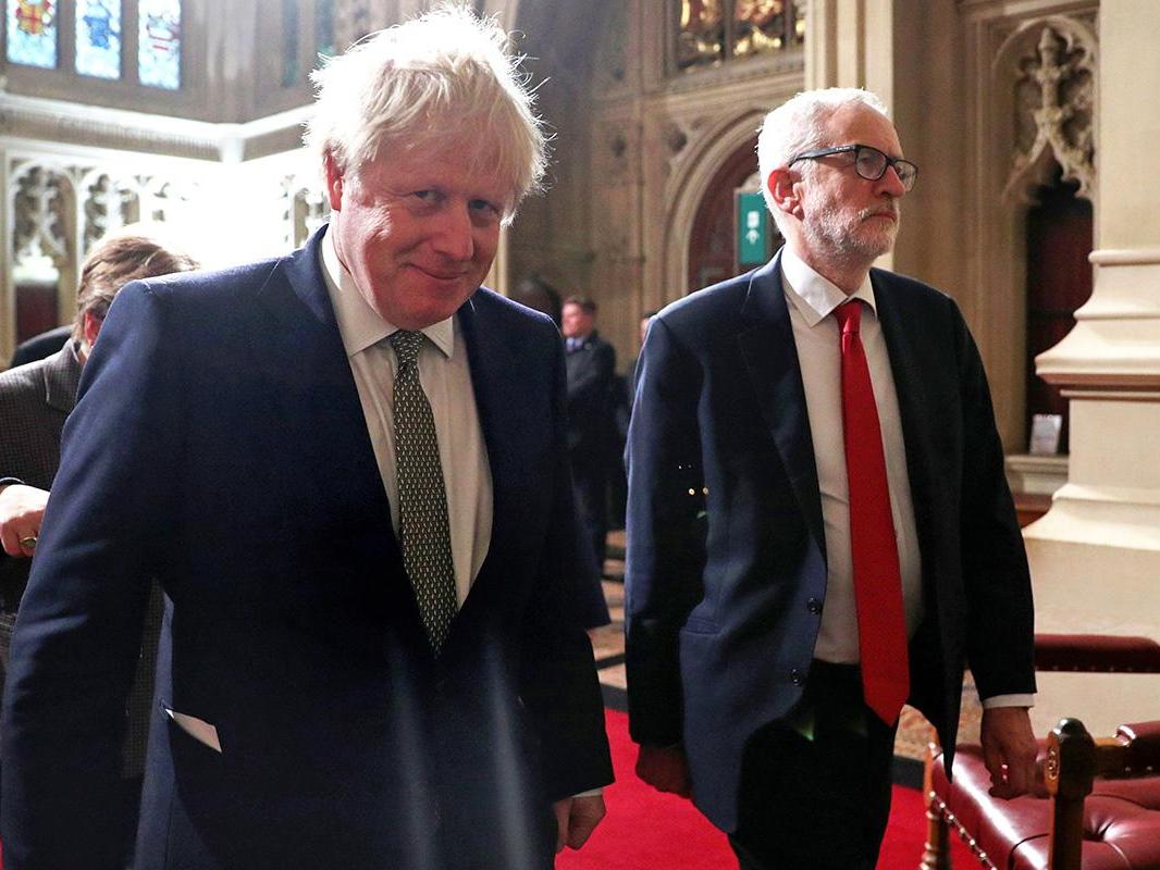 Johnson (left) and Corbyn arrive for the state opening of parliament