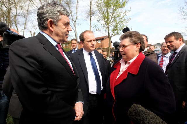 <p>Gordon Brown called a Labour supporter a ‘bigoted woman’ </p>
