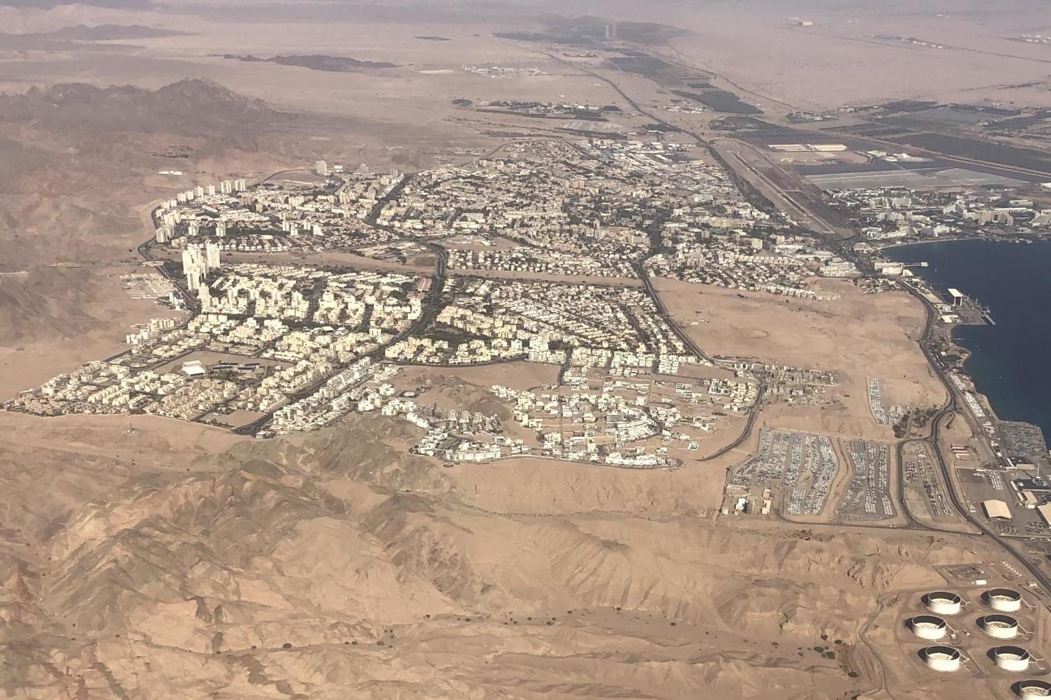 Old runway: the former Eilat airport is top right in this shot from a plane
