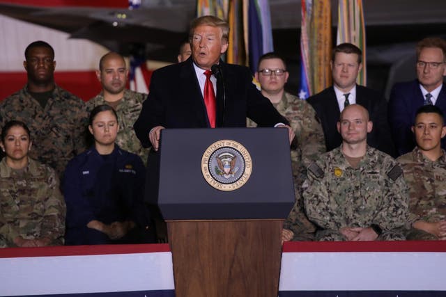 Donald Trump launches the US space force at Joint Base Andrews in Maryland