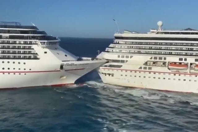 Two cruise ships - the Carnival Legend and Carnival Glory - collide