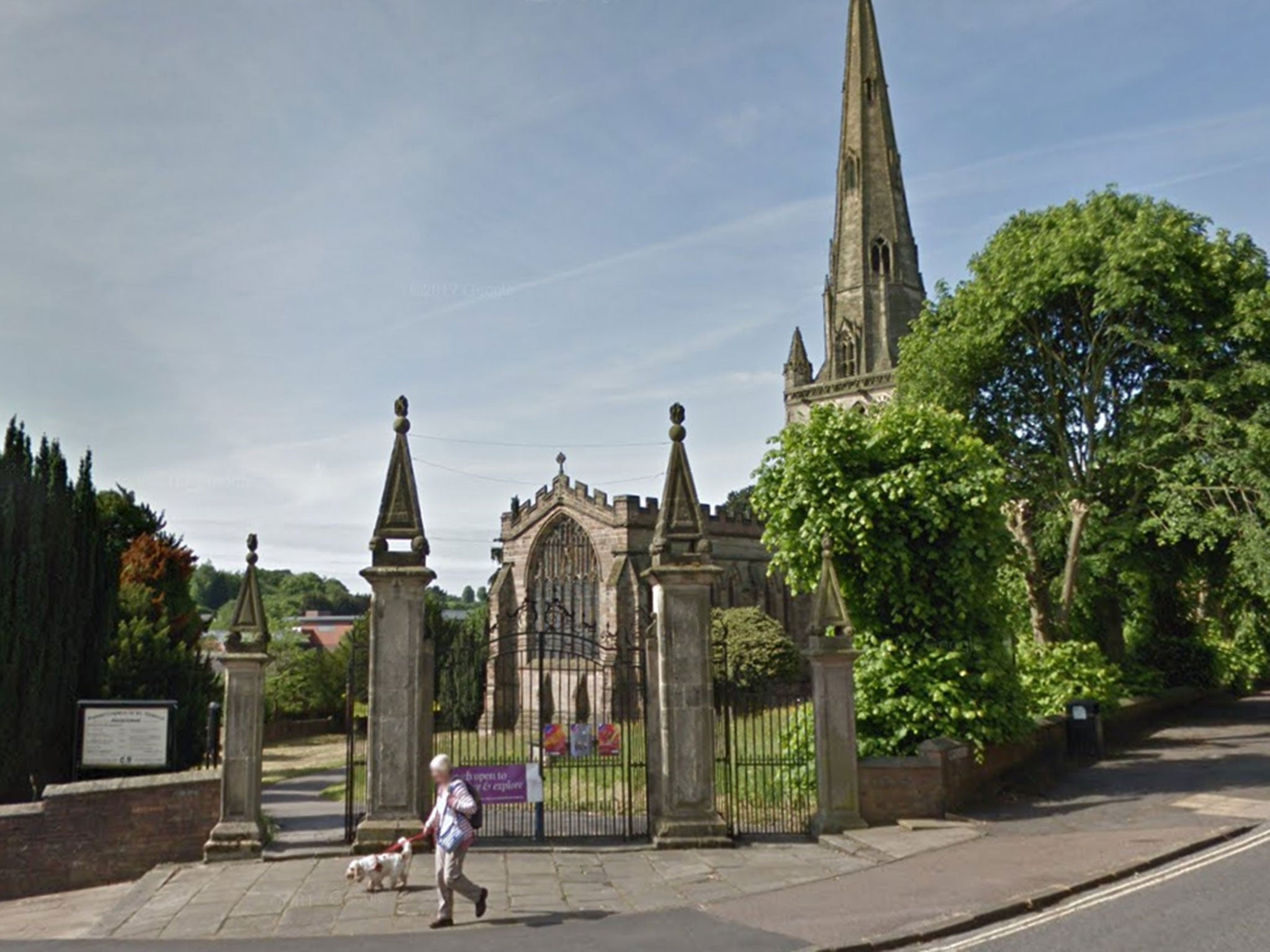 The victim (not pictured) was walking near St Oswald's church in Ashbourne, Derbyshire