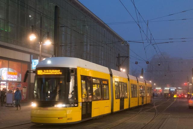 Police said they received calls from frightened passengers on a tram speeding towards the German city of Bonn on Sunday