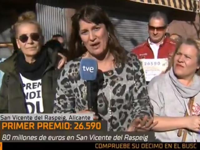Spanish news reporter Natalia Escudero celebrated her lottery winnings live on TV