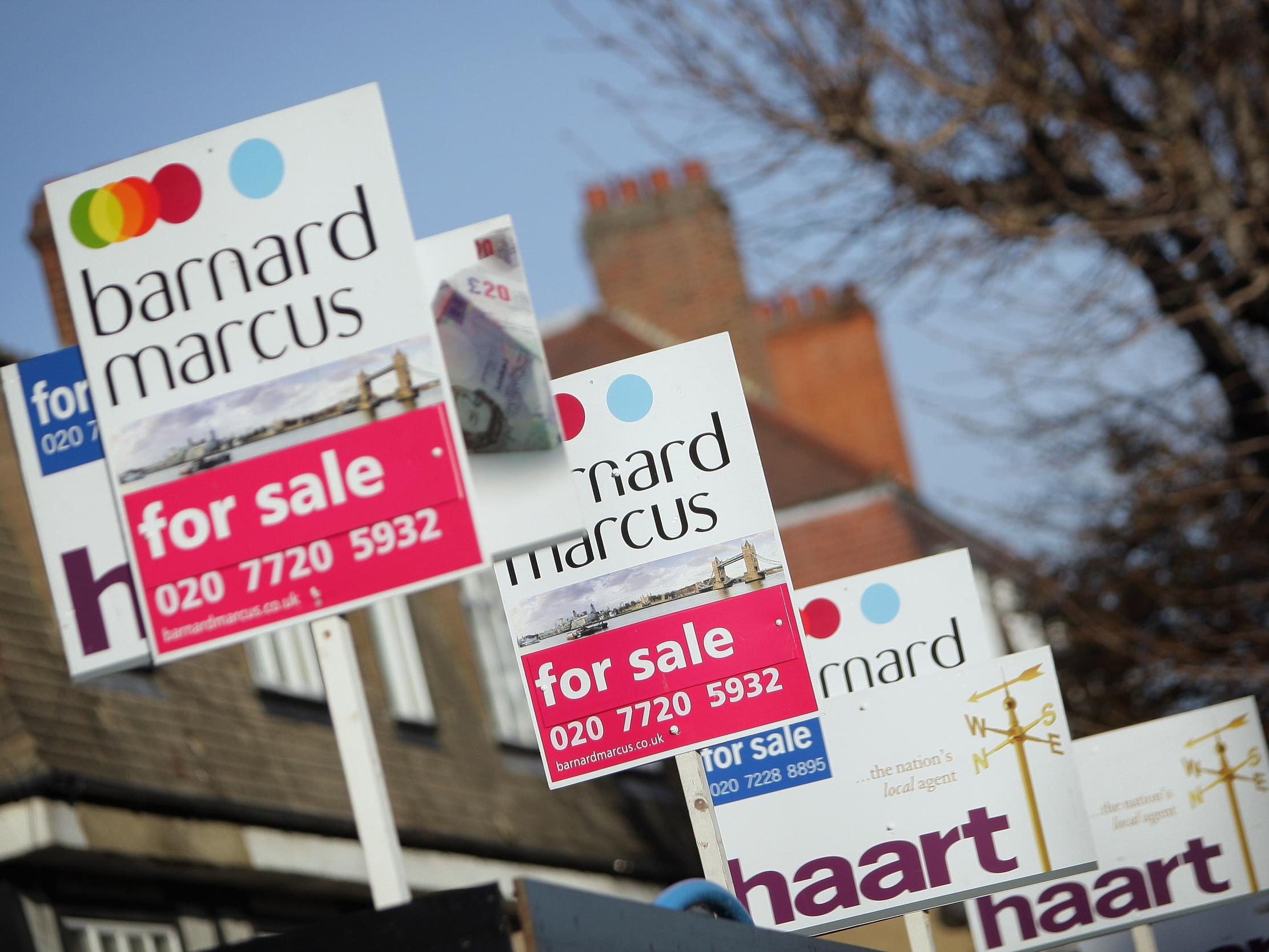 Up, up and away. House prices are flat in London but they're on the march elsewhere in the UK