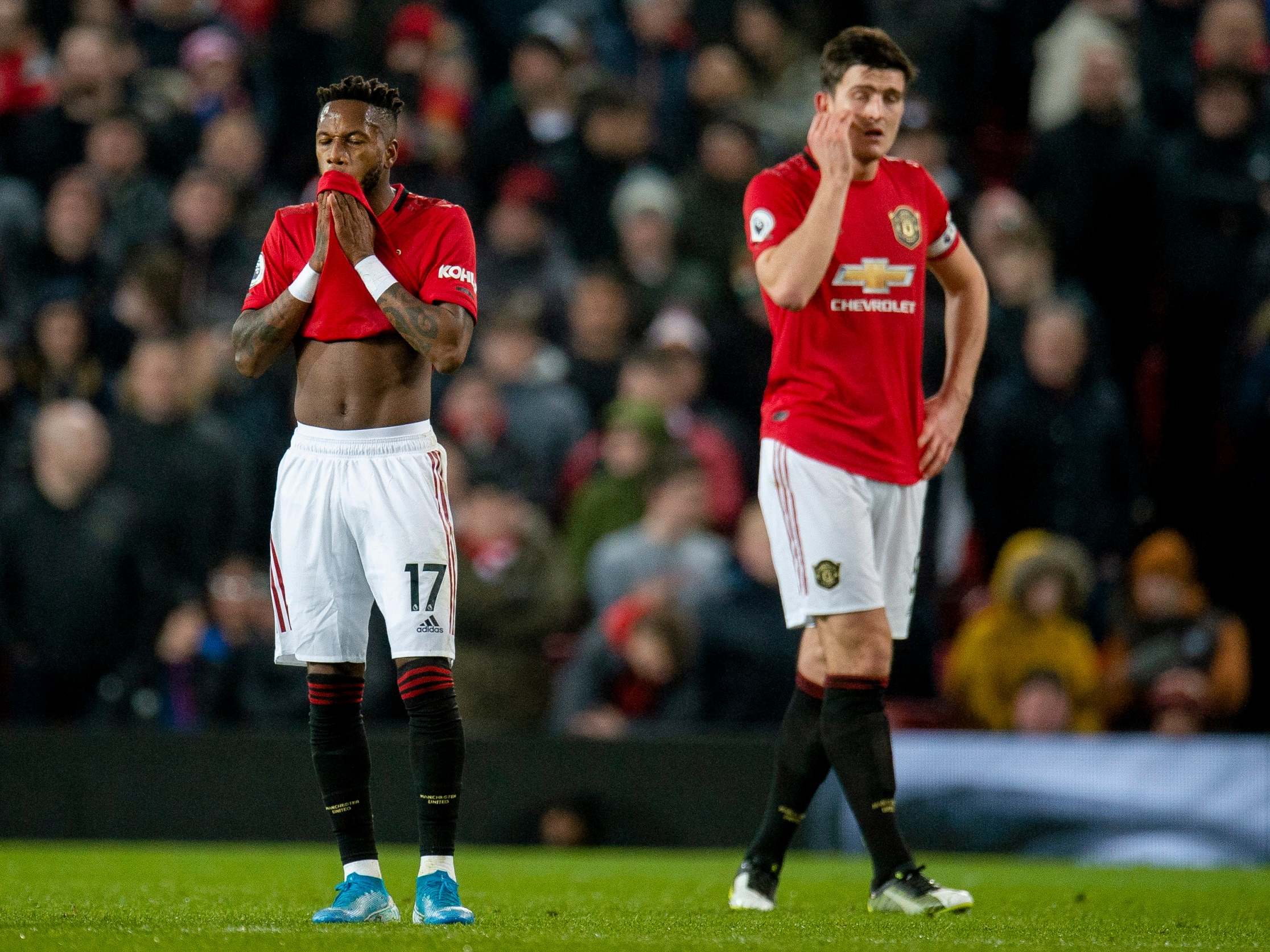 Fred and Maguire appear dejected after United go behind to Newcastle