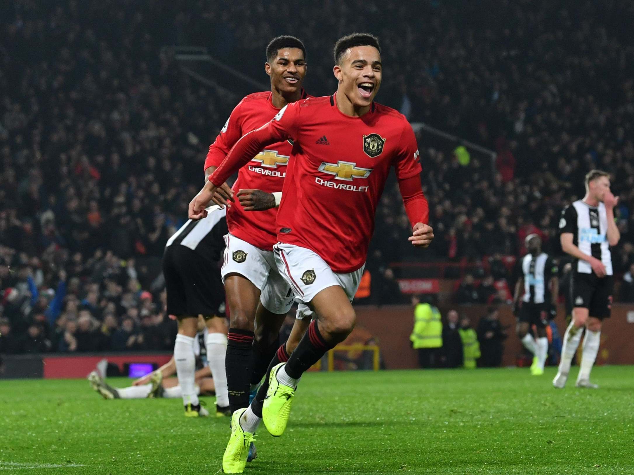 Mason Greenwood celebrates scoring for Man United