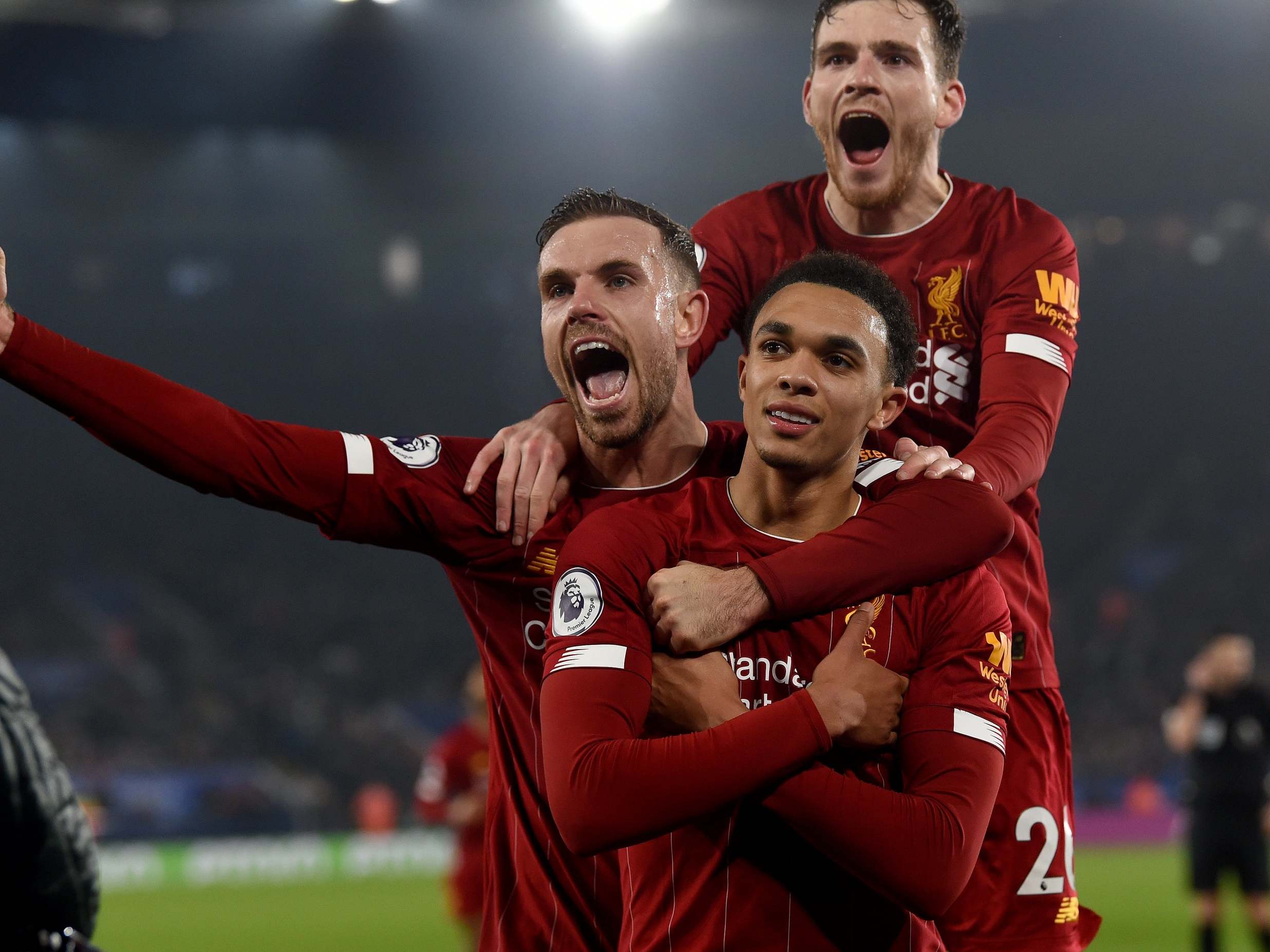 Trent Alexander-Arnold celebrates scoring Liverpool’s fourth goal