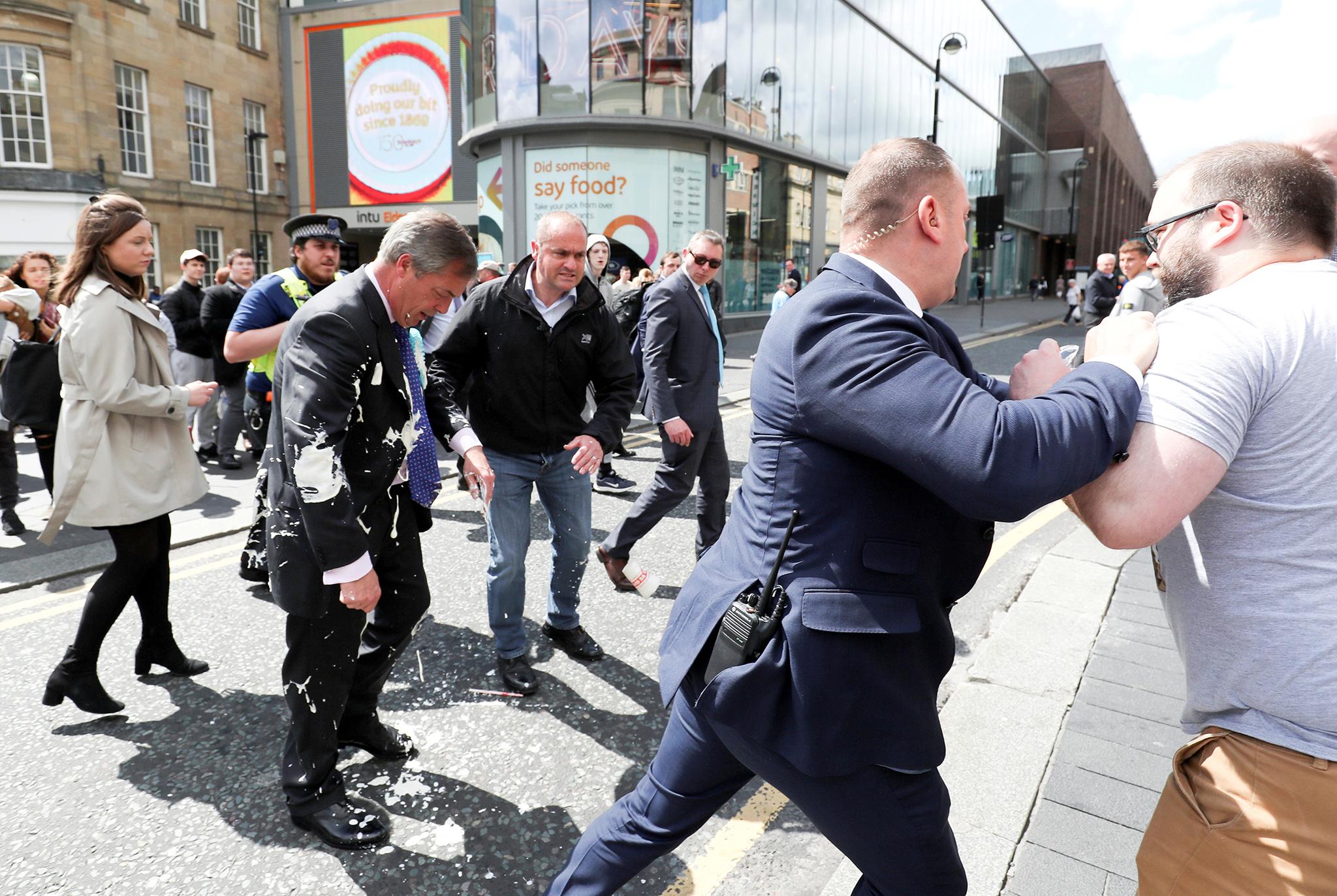 Farage was a victim of milkshaking out on the campaign trail