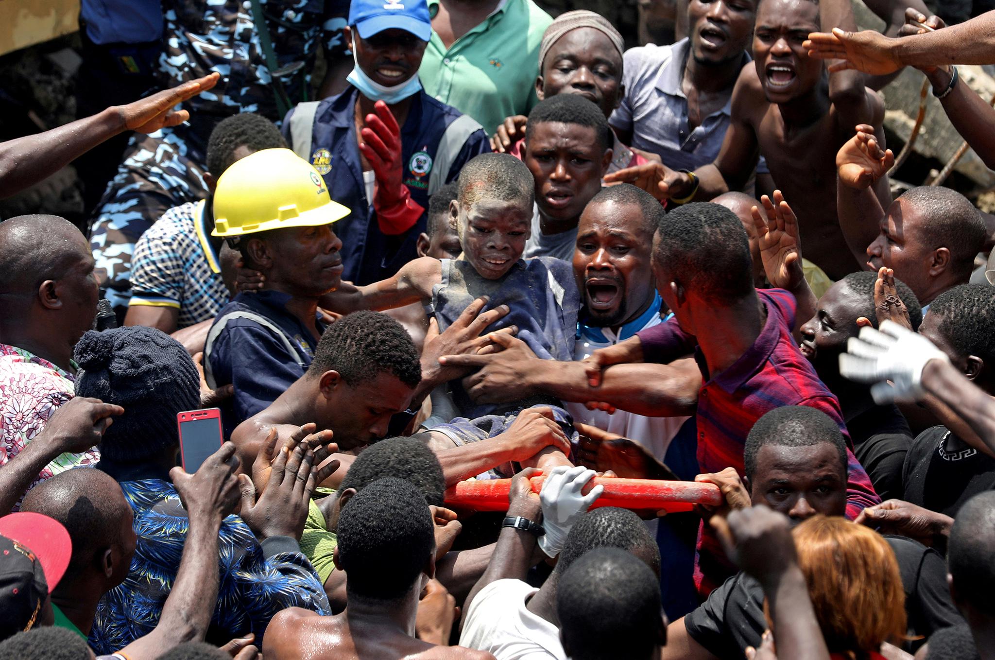 Twenty people, mostly children, were killed when a building collapsed in Lagos