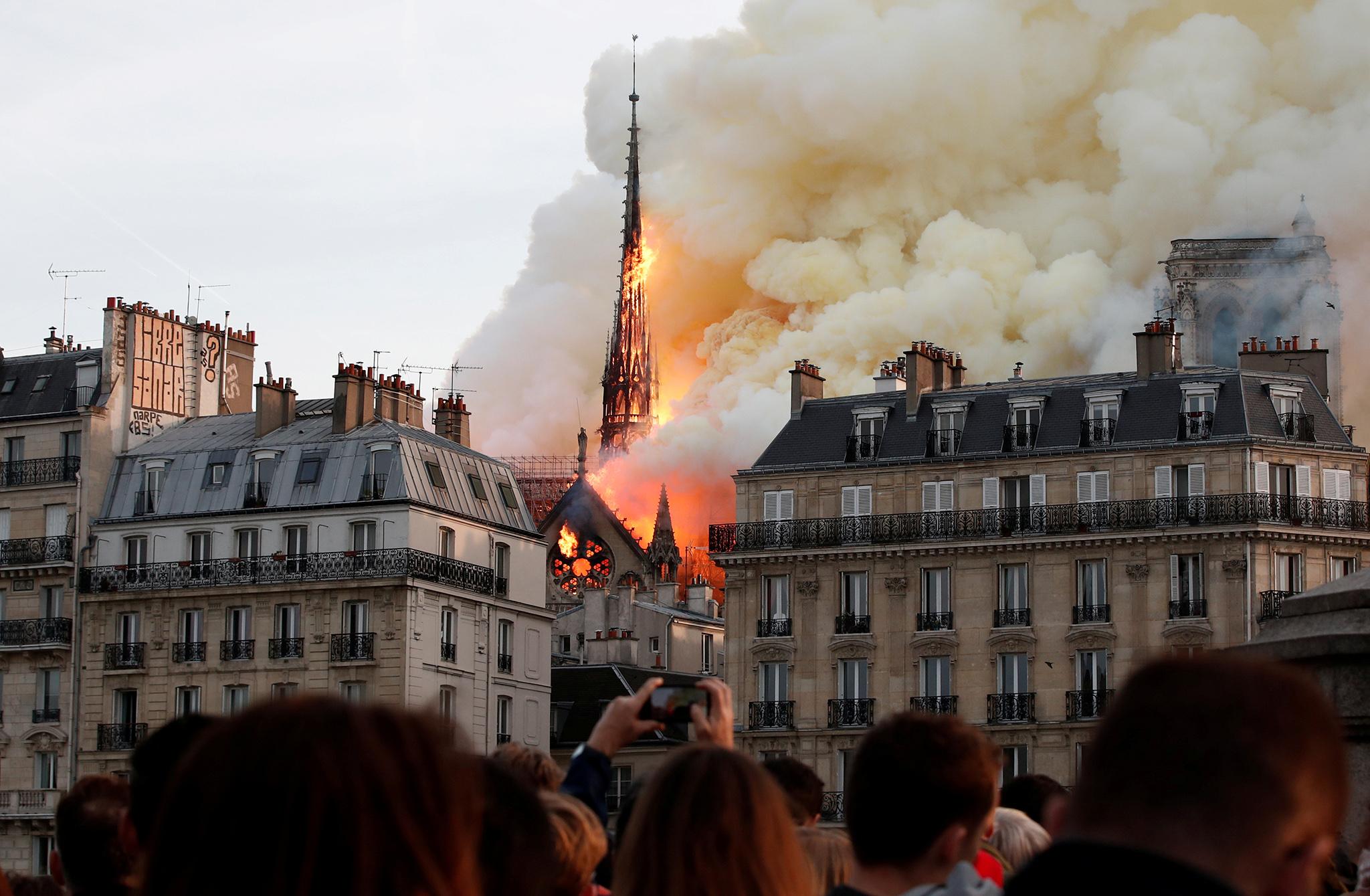 Notre Dame’s spire collapsed during the blaze