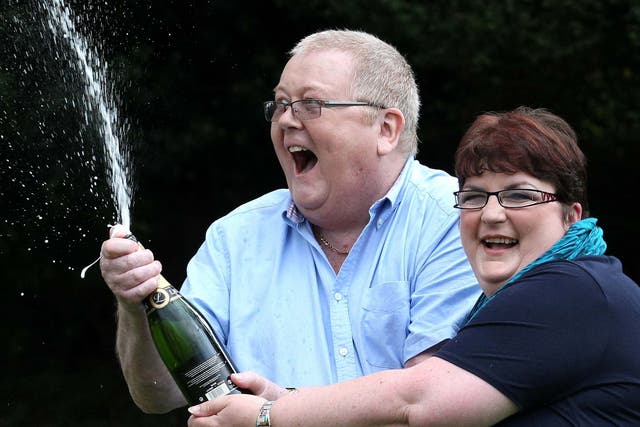 Colin Weir with his then wife Chris in July 2011, after winning EuroMillions jackpot of £161m