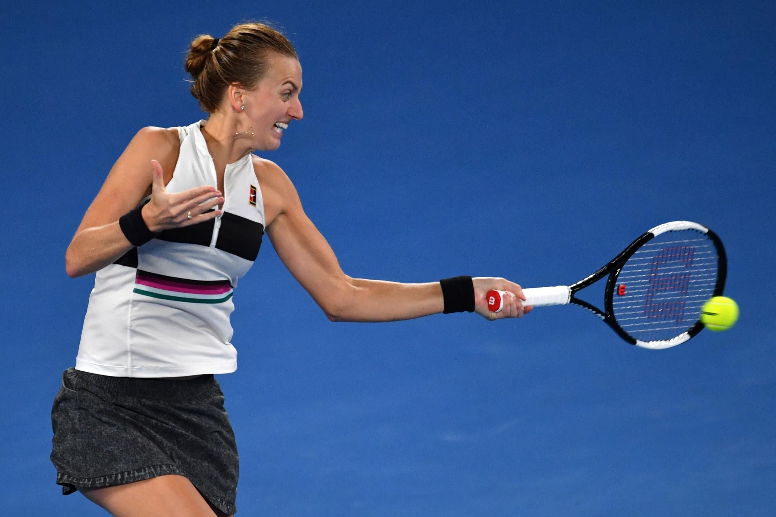 Kvitova in action at the Australian Open in January