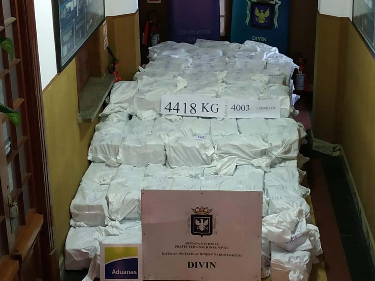 Record cocaine haul worth more than $1bn seized in Uruguay after drugs found in flour containers