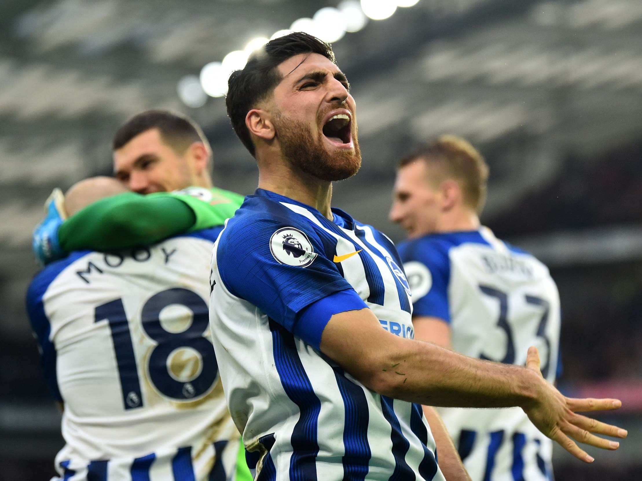 Alireza Jahanbakhsh celebrates after giving Brighton the lead