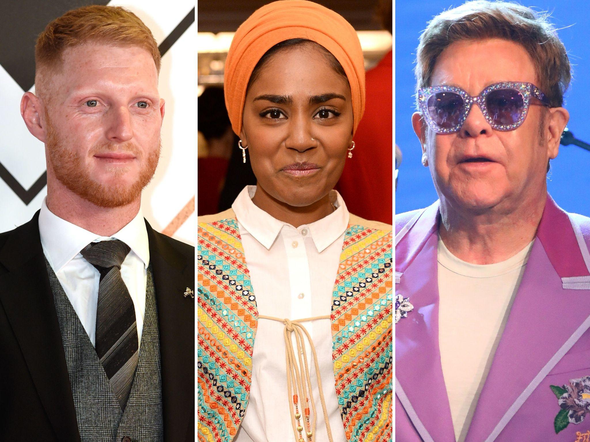 Ben Stokes, Nadiya Hussain and Sir Elton John all featured on the list