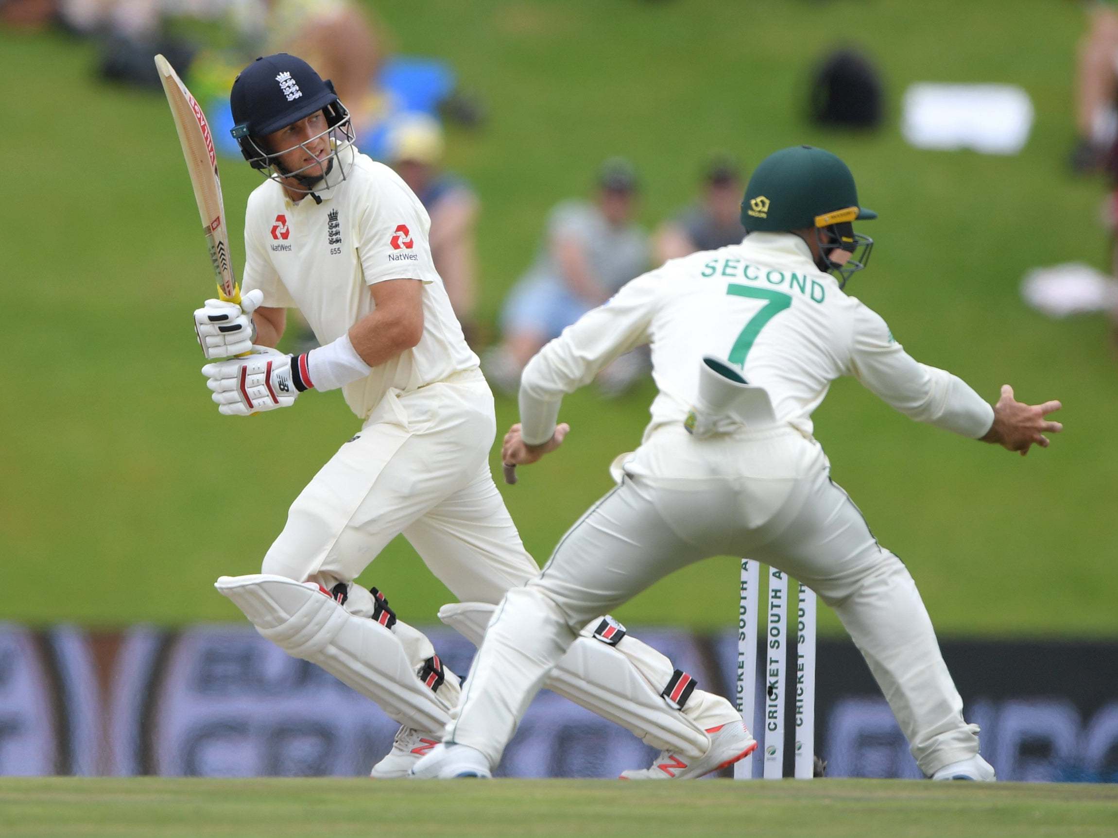 England batsmen Joe Root picks up some runs